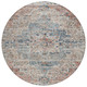 8' Beige And Denim Blue Round Medallion Washable Indoor Outdoor Area Rug