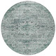 8' Teal Blue And Pale Aqua Round Medallion Washable Indoor Outdoor Area Rug