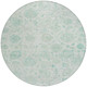 8' Turquoise And Beige Round Damask Washable Indoor Outdoor Area Rug