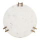22" White and Brass Distressed Marble and Iron Circular End Table