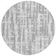 8' Gray Silver And Ivory Round Striped Washable Indoor Outdoor Area Rug