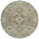 8' Sage Copper And Ivory Round Medallion Washable Indoor Outdoor Area Rug
