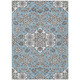 9' X 12' Sky Blue Taupe And Ivory Medallion Washable Indoor Outdoor Area Rug