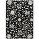 10' X 14' Black Ivory And Gray Floral Washable Indoor Outdoor Area Rug