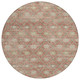 8' Terra Cotta And Beige Round Floral Washable Indoor Outdoor Area Rug