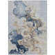 10' X 14' Denim Blue And Beige Abstract Washable Indoor Outdoor Area Rug