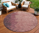 8' Coral And Mauve Round Abstract Washable Indoor Outdoor Area Rug