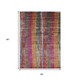 5' X 8' Beige Orange And Fern Green Striped Washable Indoor Outdoor Area Rug
