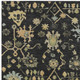 9' X 12' Black And Gold Floral Washable Indoor Outdoor Area Rug