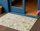 3' X 5' Ivory And Gold Floral Washable Indoor Outdoor Area Rug