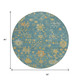 8' Teal Blue And Gold Round Floral Washable Indoor Outdoor Area Rug