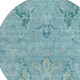 8' Blue Pale Aqua And Artichoke Green Round Floral Washable Indoor Outdoor Area Rug