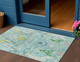 3' X 5' Teal Blue Yellow And Green Floral Washable Indoor Outdoor Area Rug