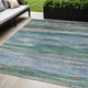 5' X 8' Teal Blue Khaki And Taupe Abstract Washable Indoor Outdoor Area Rug