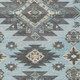 8' X 10' Teal Blue And Charcoal Tribal Washable Indoor Outdoor Area Rug