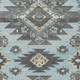 9' X 12' Teal Blue And Charcoal Tribal Washable Indoor Outdoor Area Rug