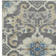 8' X 10' Beige And Charcoal Damask Washable Indoor Outdoor Area Rug