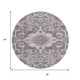 8' Pink And Charcoal Round Damask Washable Indoor Outdoor Area Rug