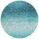 8' Teal Blue And Ivory Round Damask Washable Indoor Outdoor Area Rug