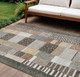 9' X 12' Brown Ivory And Gray Geometric Washable Indoor Outdoor Area Rug