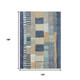 10' X 14' Navy Blue Beige And Ivory Geometric Washable Indoor Outdoor Area Rug