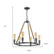 Brown and Black Candle Style Six Light Metal Dimmable Chandelier