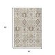 3' X 5' Linen And Ivory Floral Medallion Washable Indoor Outdoor Area Rug
