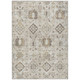 10' X 14' Linen And Ivory Floral Medallion Washable Indoor Outdoor Area Rug
