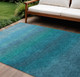 10' X 14' Teal Blue And Sky Blue Ombre Washable Indoor Outdoor Area Rug