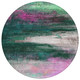 8' Green Blush And Ivory Round Abstract Washable Indoor Outdoor Area Rug