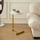 24" White and Gold Faux Marble and Metal Oval End Table