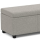 54" Light Gray and Dark Brown Linen Blend and Solid Wood Upholstered Storage Bench With Flip Top