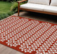 9' X 12' Red And Ivory Geometric Washable Indoor Outdoor Area Rug