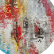 8' Silver Red Teal Blue And Ivory Round Abstract Washable Indoor Outdoor Area Rug