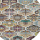 8' Beige Teal Blue And Copper Round Quatrefoil Washable Indoor Outdoor Area Rug