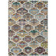 9' X 12' Beige Teal Blue And Copper Quatrefoil Washable Indoor Outdoor Area Rug