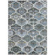 10' X 14' Blue And Ivory Quatrefoil Washable Indoor Outdoor Area Rug
