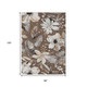 8' X 10' Chocolate Ivory And Wheat Floral Washable Indoor Outdoor Area Rug