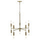 Brass Candle Style Ten Light Metal Dimmable Chandelier