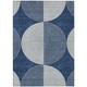 3' X 5' Navy Blue And Ivory Geometric Washable Indoor Outdoor Area Rug