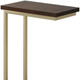 24" Dark Brown and Gold Solid Wood and Iron End Table