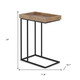24" Natural Distressed Solid Wood and Steel End Table