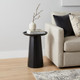 19" Black Solid Wood Round Pedestal End Table