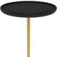 23" Black Gold and White Solid Wood Iron and Marble Round Pedestal End Table