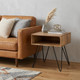 23" Natural Solid Wood and Iron Square End Table With Shelf
