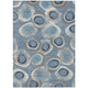 5' X 8' Denim Blue Ivory And Taupe Geometric Washable Indoor Outdoor Area Rug