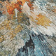 8' Taupe Orange And Ivory Round Abstract Washable Indoor Outdoor Area Rug