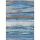 10' X 14' Blue Ivory And Taupe Striped Washable Indoor Outdoor Area Rug