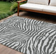 9' X 12' Gray And Black Zebra Print Washable Indoor Outdoor Area Rug