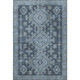 3' X 5' Blue And Sky Blue Diamond Distressed Washable Area Rug With UV Protection